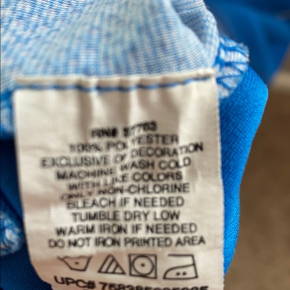 Men’s size M slim fit blue striped polo shirt. - Picture 4 of 5